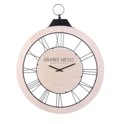 Offres ???? The Home Deco Factory Horloge Murale En Bois Vintage Wayne - Diam 46 Cm - Beige ????