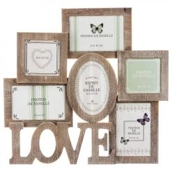 Bon marché 🥰 Pêle-Mêle Bois 6 Photos Campagne 42cm Naturel 🔔