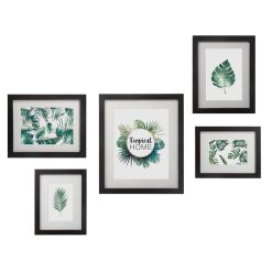 Meilleure vente ???? ATMOSPHERA 5 Cadres Photos Muraux Tropical - Noir ????