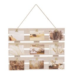 Offres ???? ATMOSPHERA Porte Photo Cagette 9 Pinces Photos - Longueur 58 Cm X Largeur 43 Cm - Beige ????