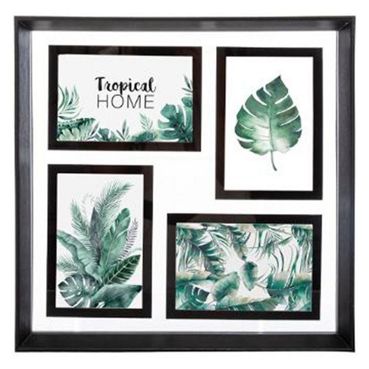 Promo ???? Pêle-Mêle Déco 4 Photos Tropical 34cm Noir ???? 3 Promo ???? Pêle-Mêle Déco 4 Photos Tropical 34cm Noir ????