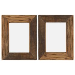 Bon marché ???? VIDAXL Cadres Photo 2 Pcs 25x30cm Bois De Recuperation Solide Et Verre ????