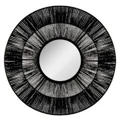 Coupon 🤩 Miroir Rond Motif Ethnique Landy 76cm Noir 🧨