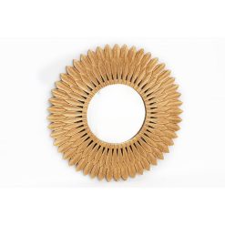 Budget ???? HEART OF THE HOME Miroir En Métal Design Plume - Diam. 50 Cm - Doré ????
