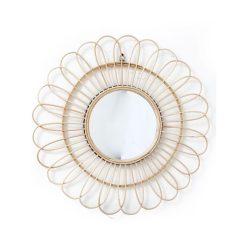 Nouveau ???? HEART OF THE HOME Miroir En Bambou Rattan - Diam. 51 Cm - Fleur ✨