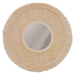 Sortie ???? The Home Deco Factory Miroir Rond Mural En Cannage Home - Diam. 49 Cm - Beige ????