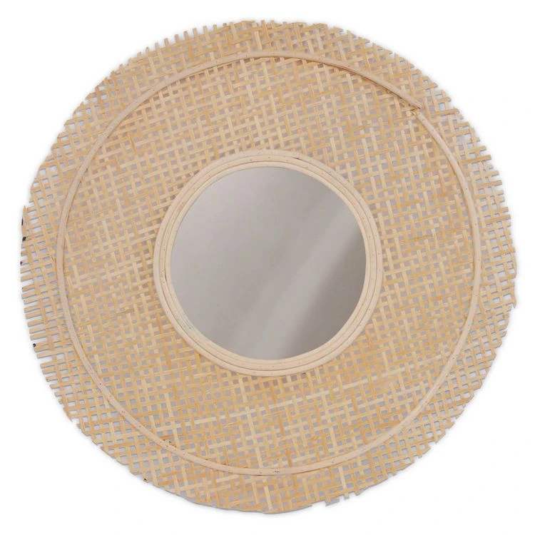 Sortie 🔥 The Home Deco Factory Miroir Rond Mural En Cannage Home - Diam. 49 Cm - Beige 😍 3 Sortie 🔥 The Home Deco Factory Miroir Rond Mural En Cannage Home - Diam. 49 Cm - Beige 😍