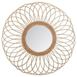Grosses soldes 👍 Miroir En Rotin Rosace 58cm Beige 🤩