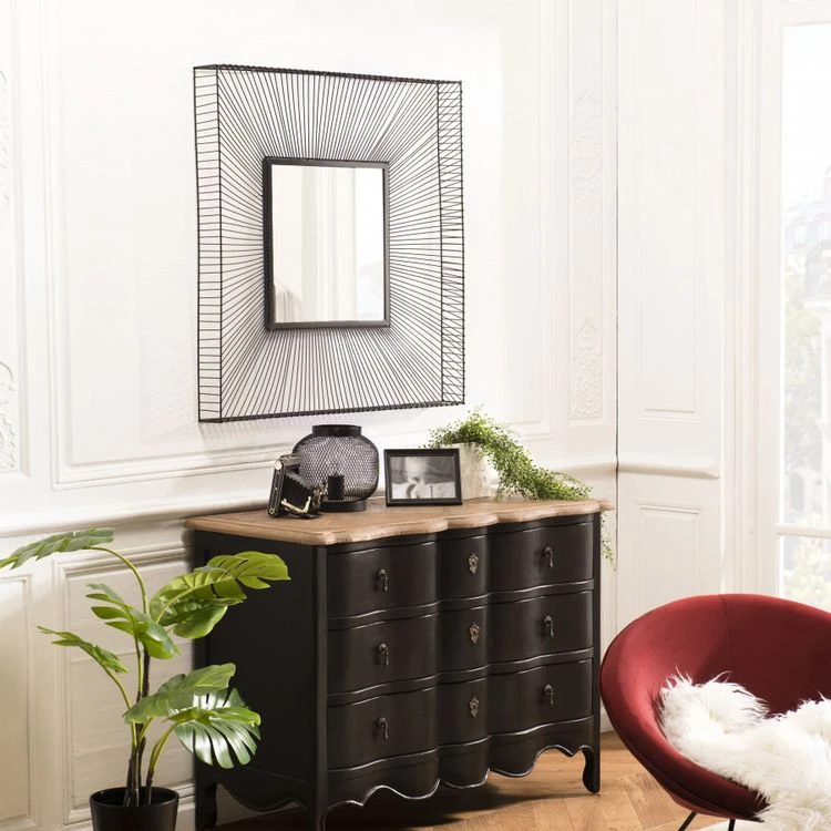 Meilleure vente ⭐ MACABANE THEODORE - Miroir Carré 90x90cm Métal Noir ✨ 3 Meilleure vente ⭐ MACABANE THEODORE - Miroir Carré 90x90cm Métal Noir ✨