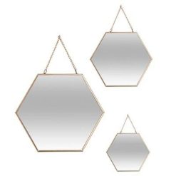 Top 10 ⌛ Lot De 3 Miroirs Métal Hexagone 29cm Or ????
